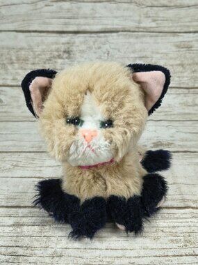 Vintage 1992 Tyco Kitty Kitty Kittens Collar Plush Purr Rattle Tan Black EUC